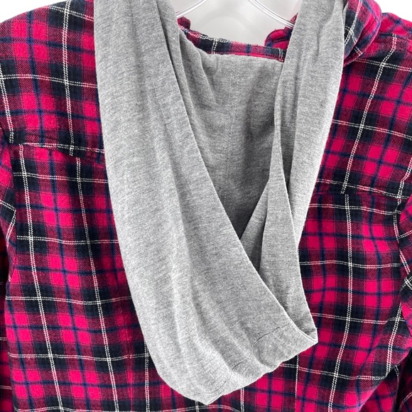 YMI Button Up Plaid Hooded Shirt Size Medium - Picture 6 of 14